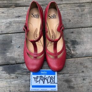 SOFFT SINCE 1927 Dark Red T-Strap Heels